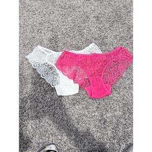 NEW w/o tags Women’s Lace Cheeky Panties Set – White & Pink – Size Medium